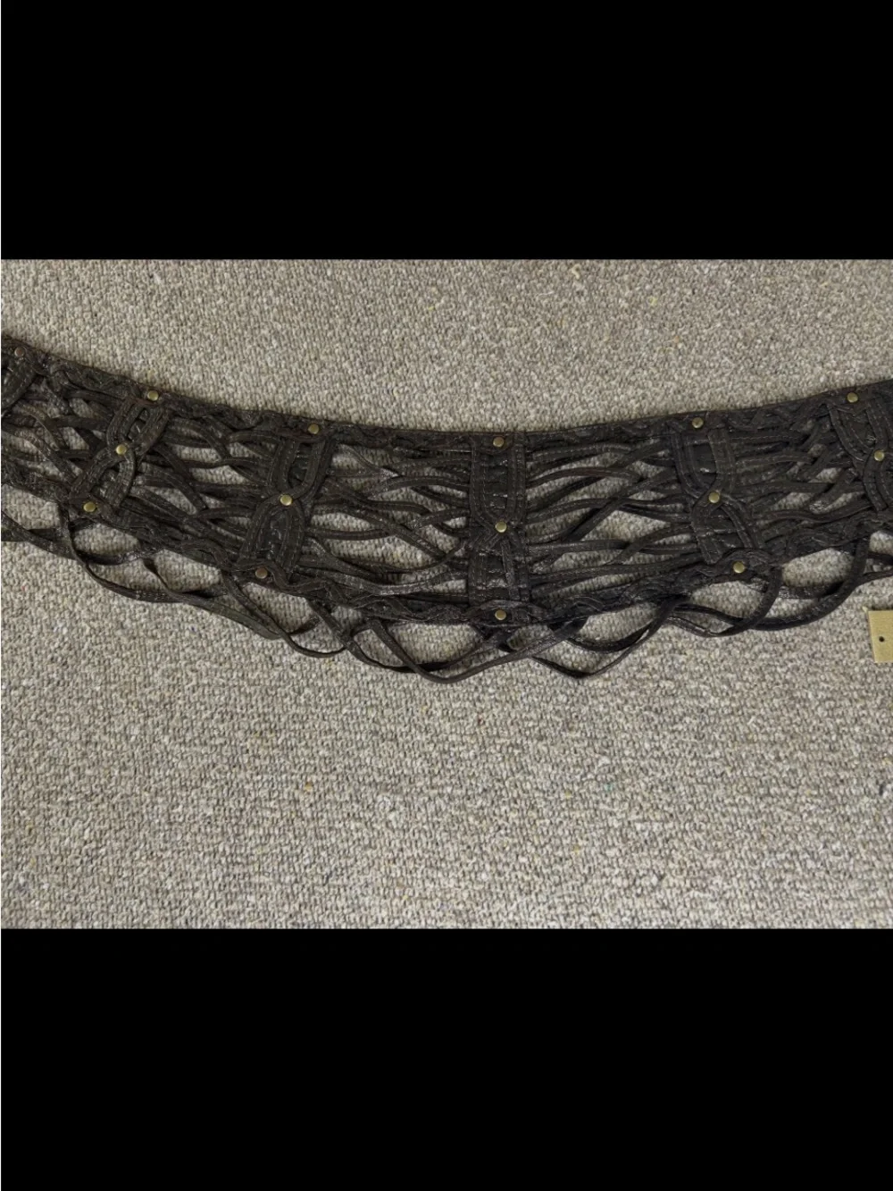 Boho hippie steampunk HIPSTIRR Lulu leather, laced dress belt, brass hook sz sm